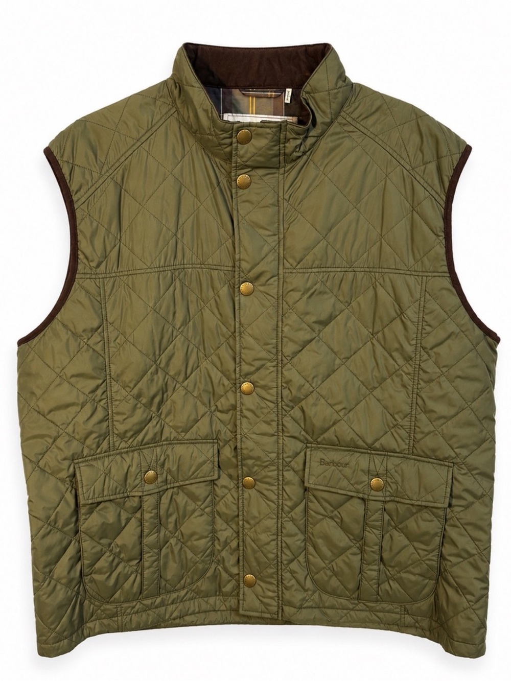 Barbour Gilet Vest 2XL XXL Green Full Zip Snap Quilted $180